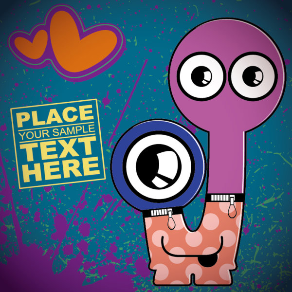 Cartoon monster card 04 - vector material