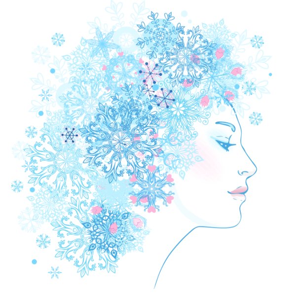 Snowflake pattern vector woman in profile