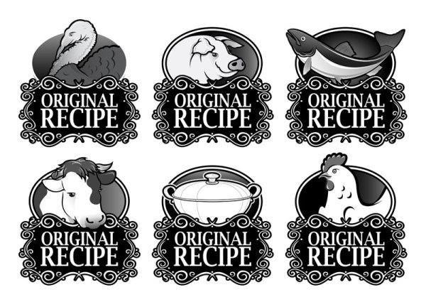 Black and white royal style ingredients label 01 - vector material