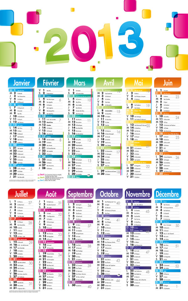 Creative 2013 calendar grid 02 - vector material