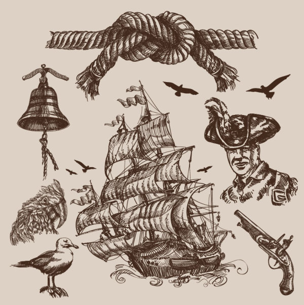 Department of Oceanography, hand-painted pattern 04 - vector material