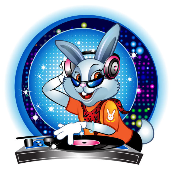 Dj cartoon rabbit - vector material