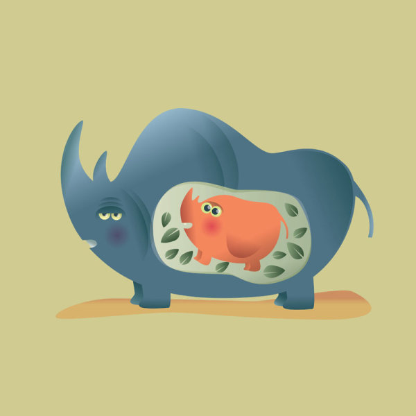 Cartoon rhino - vector material