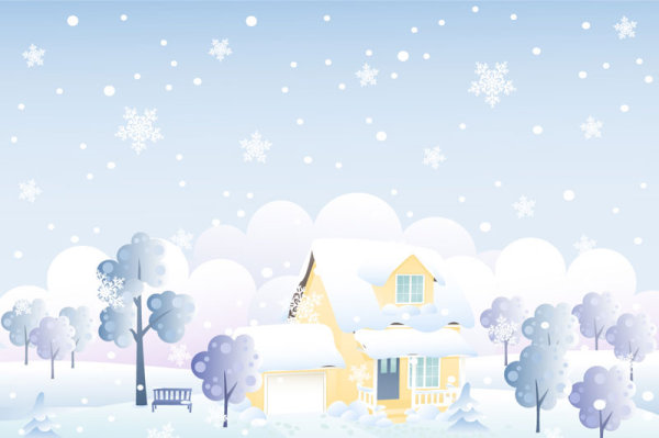 Cartoon cabin background 02 - vector material