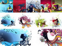 Women and the trend of a variety of pattern vector material