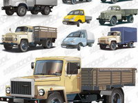 9 large trucks Vector material
