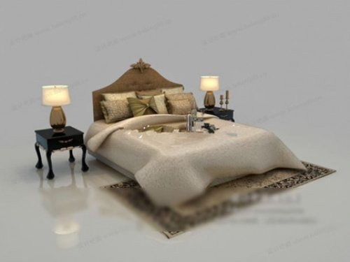 Classic European-style bed 3d model