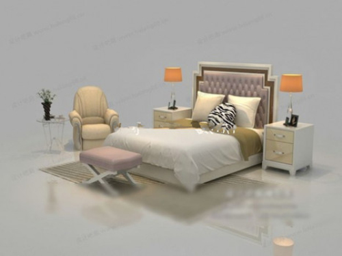 Chinese small bed 3d model