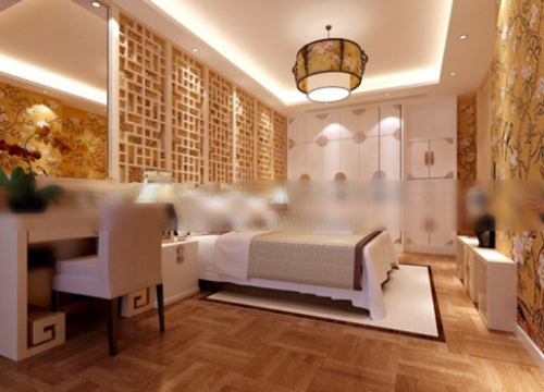 3d model Chinese style bedroom