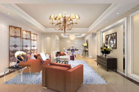 Warm modern comfortable living room model