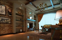 The European castle retro floor-to-ceiling windows and a living room model