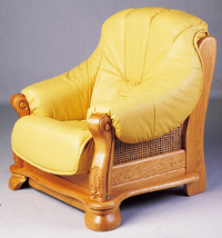 European wooden base leather cushion sofa