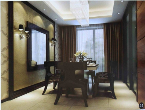 European modern beige burgundy model with Restaurant