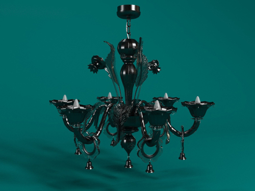 Black wrought iron chandelier 3D models