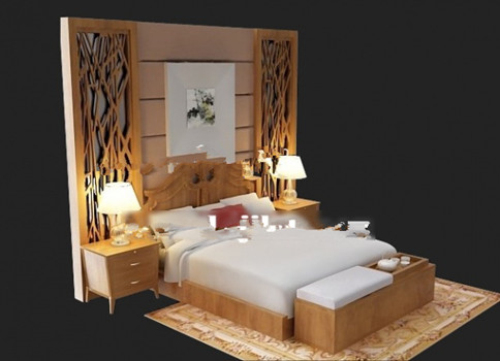 Wooden bed 3d model