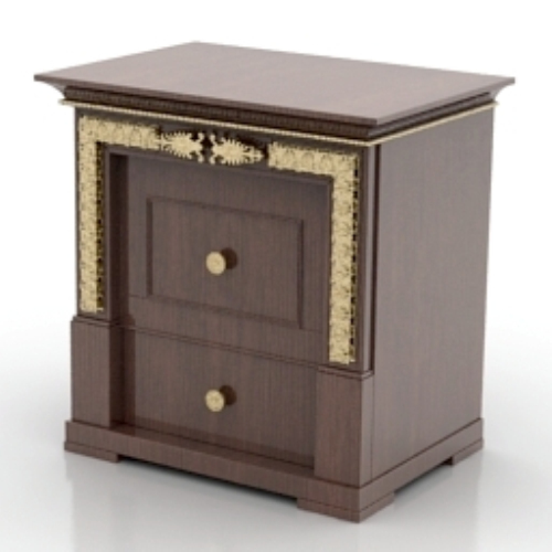 gold-rimmed bedside cabinets