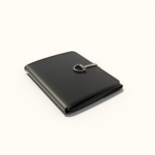 Black leather wallet in 3D