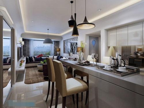 3D model of stylish restaurants combination living room