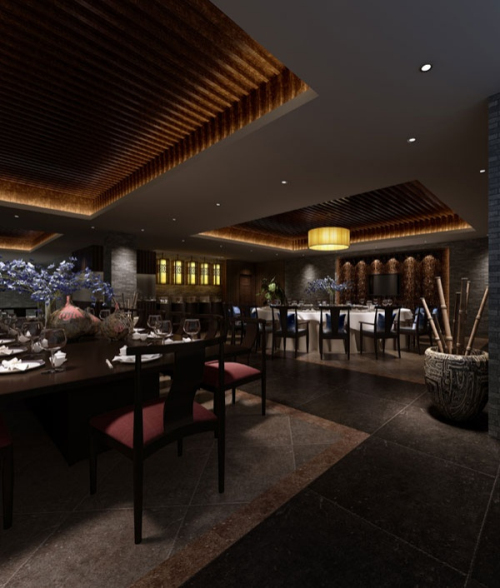 Chinese retro style restaurant 3d model