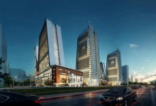 High-rise commercial buildings in 3D