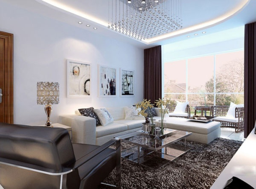 Fresh and brisk fashion model living room 3d