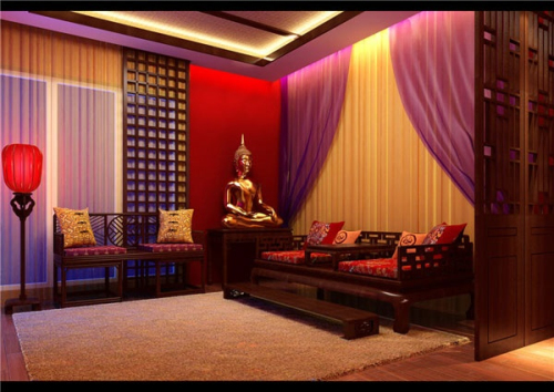 China Wind living room model renderings