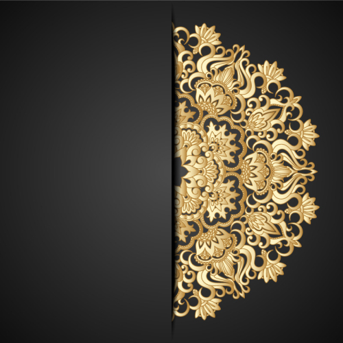 Gold lace pattern background vector material
