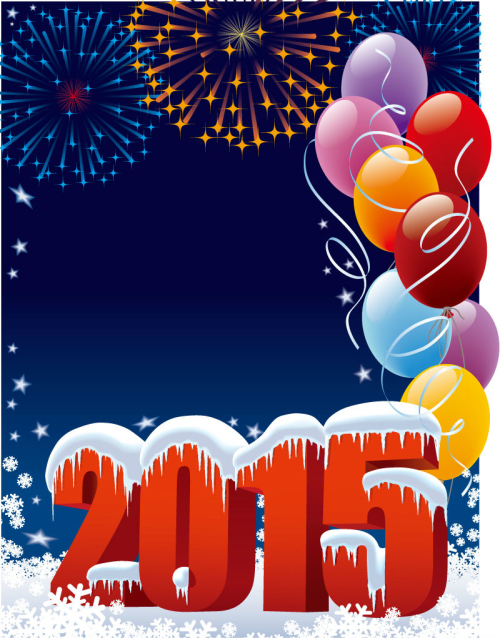 2015 New Year poster frozen WordArt vector material