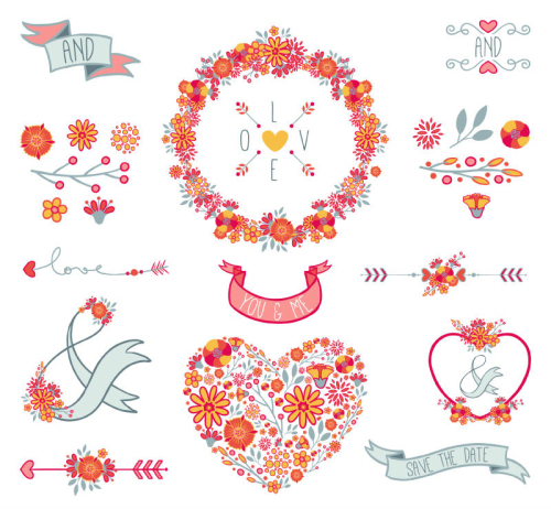 22 fresh wedding flowers element vector material