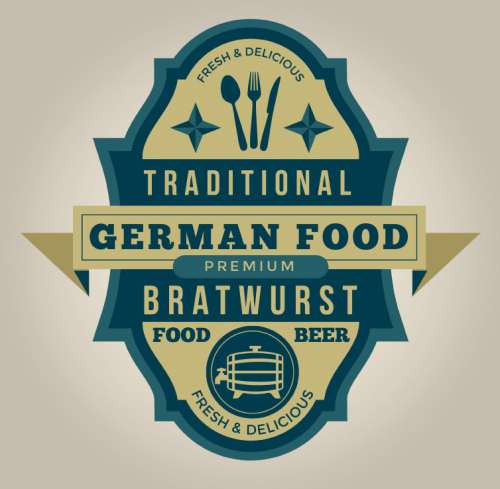 Vintage traditional German food labels vector material