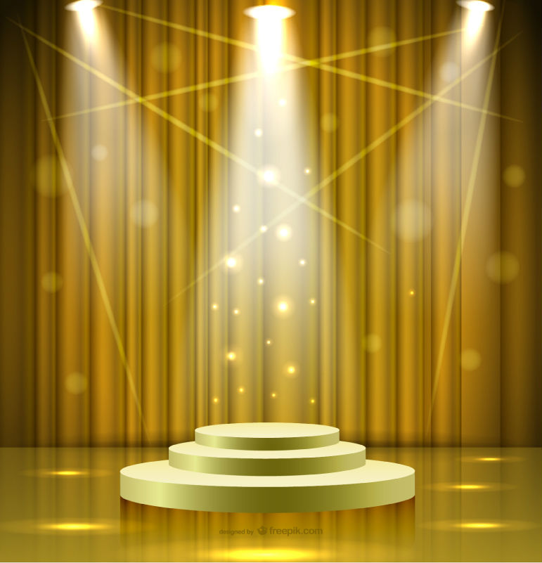 Shiny golden spotlight stage vector material