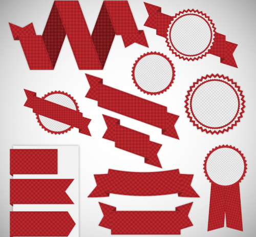 13 models red plaid ribbon and tag vector material