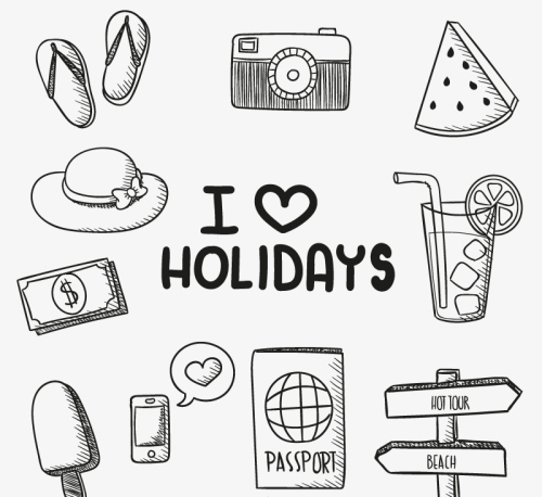 10 models of hand-painted holiday element vector material