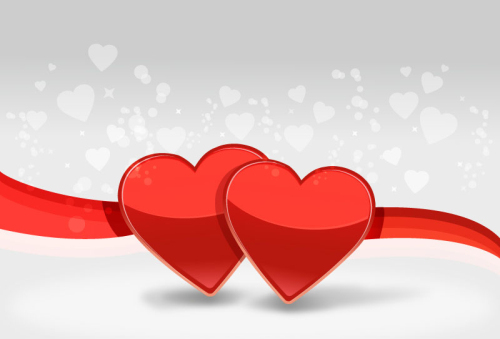 Love background with red ribbon vector material