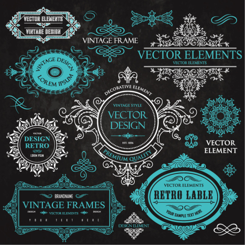 10 beautifully designed pattern frame label vector material