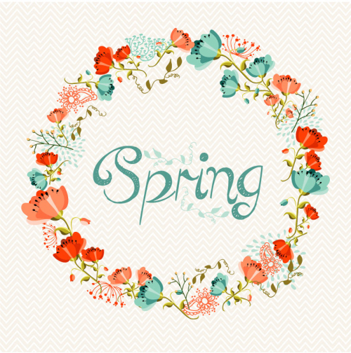 Spring flowers wreath vector material