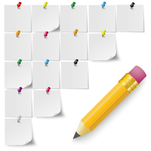 Note paper and pencil Vector material