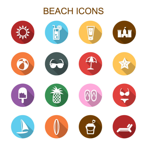 Round of 16 beach holiday icon vector material