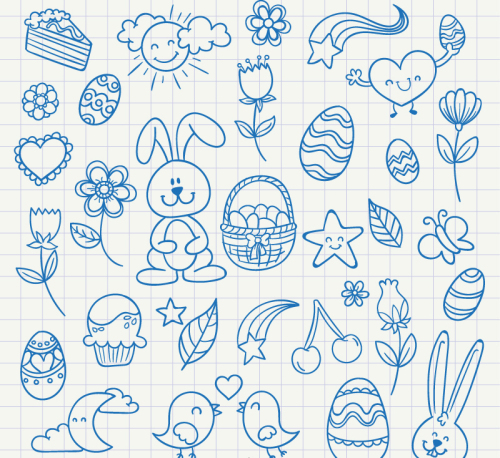 Blue painted Easter element vector material