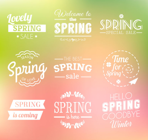 9 Hello Spring WordArt vector
