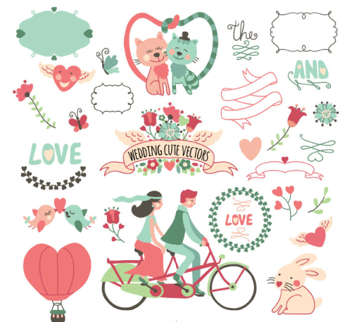 27 Lovely wedding element vector material