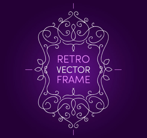 Creative pattern border on purple background vector