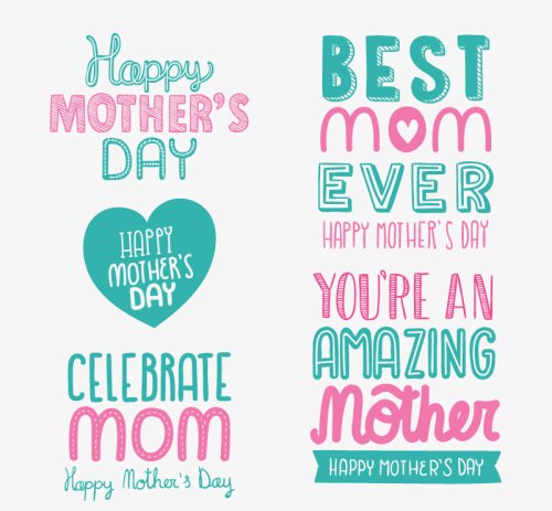 5 fresh Mother's Day WordArt vector
