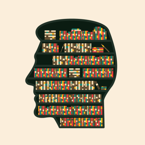 Creative brain bookshelf vector material