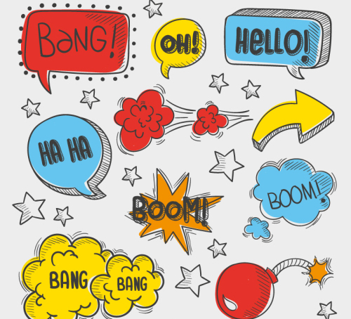 9 bubbles Vector comic style language