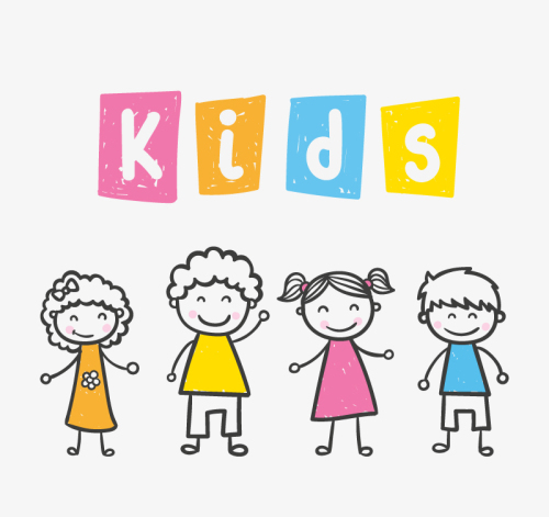 Four painted children vector material