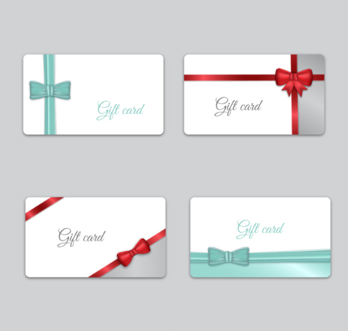 4 decorative bow card vector