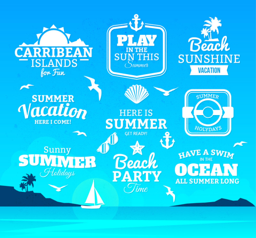9 WordArt vector summer vacation