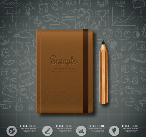 Beautifully notepad and pencil Vector