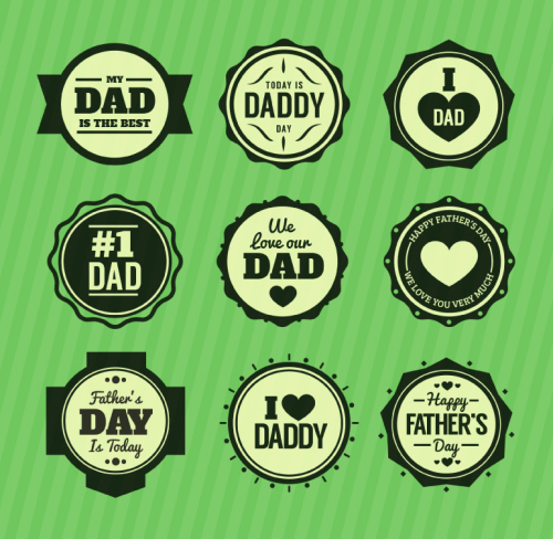 9 black father's Day badge vector material